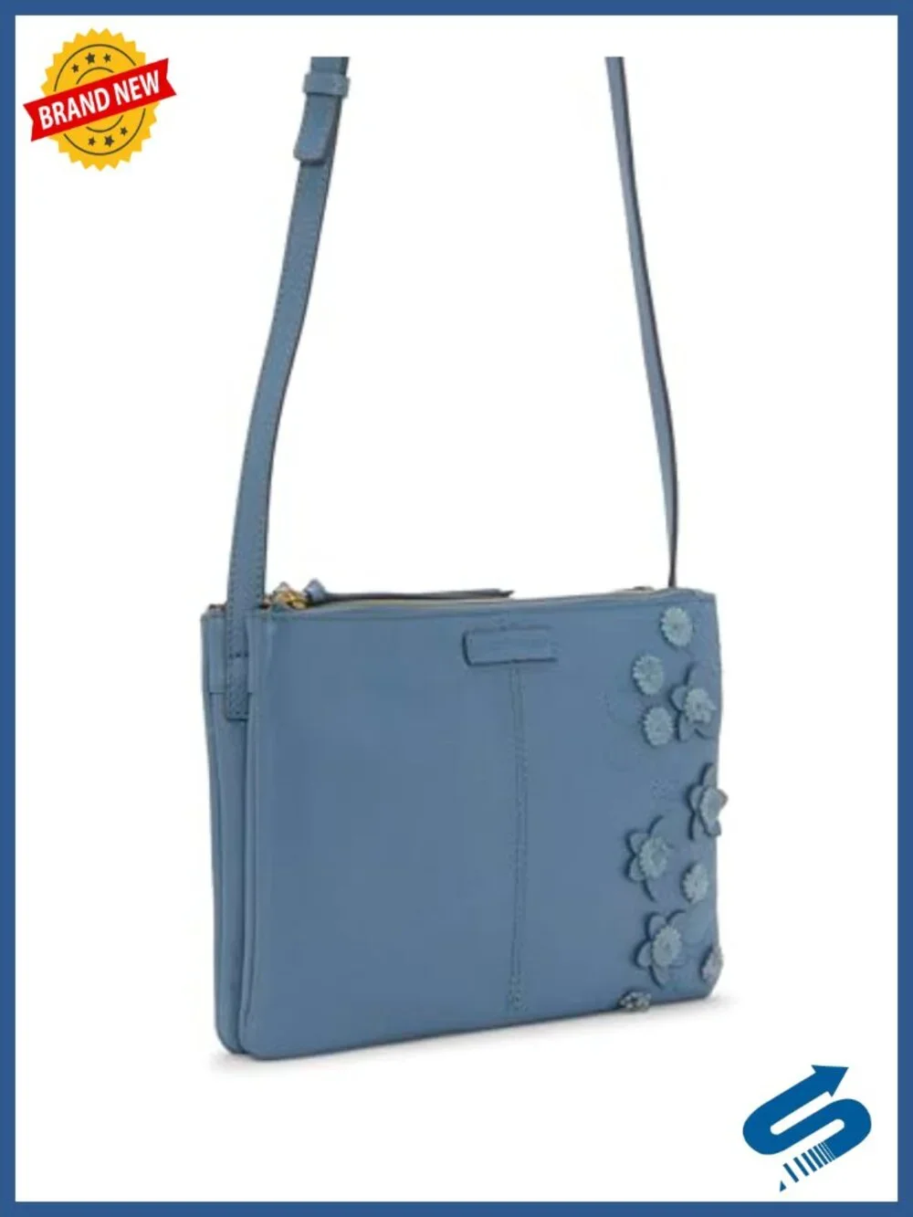 Women's Leather Satchel Handbag Crossbody Floral Zipper Purse